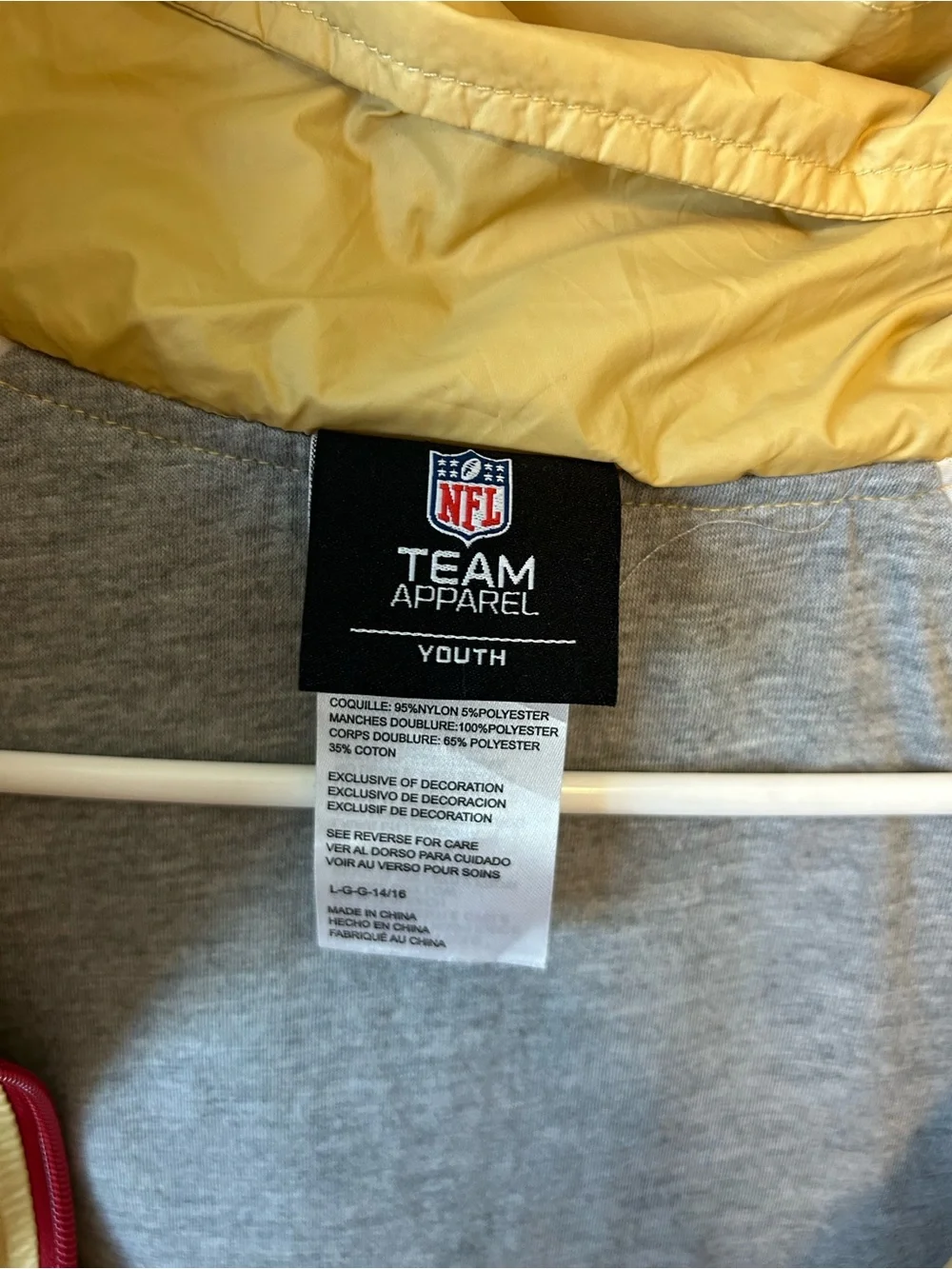 NFL Youth Team Apparel Jacket - Yellow & Gray